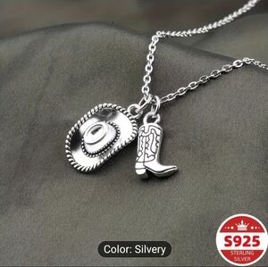 Sterling Silver Floral Silver Boot Necklace